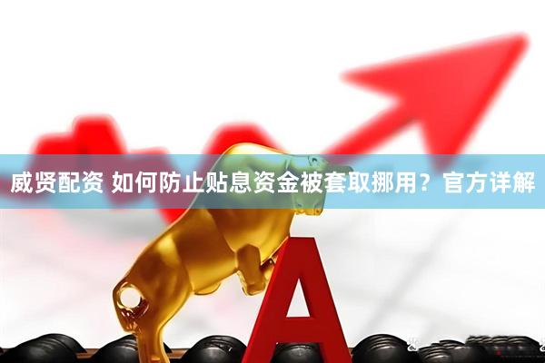 威贤配资 如何防止贴息资金被套取挪用?官方详解
